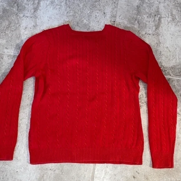 Red Izod Women's Petite Large Cable Knit Sweater - Picture 2 of 5